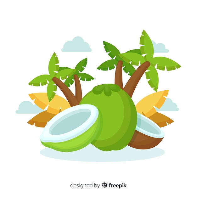 Vector hand drawn coconut background