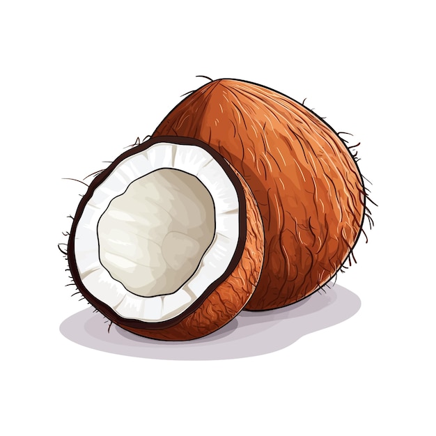 Hand drawn Coconut isolated white background