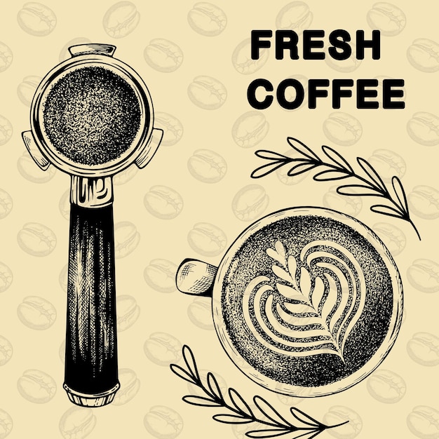 Vector hand drawn coffe theme vector