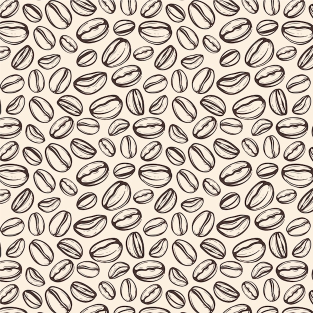 Vector hand drawn coffee bean drawing pattern