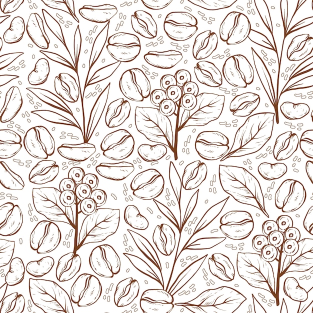 手描きのコーヒー豆の描画パターン