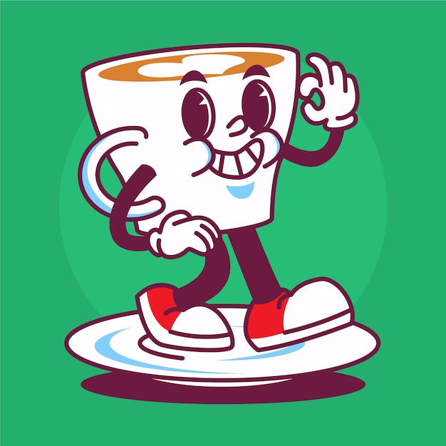 Vector hand drawn coffee cartoon illustration