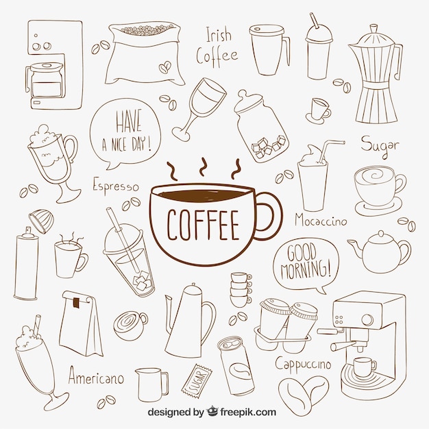 Hand drawn coffee elements