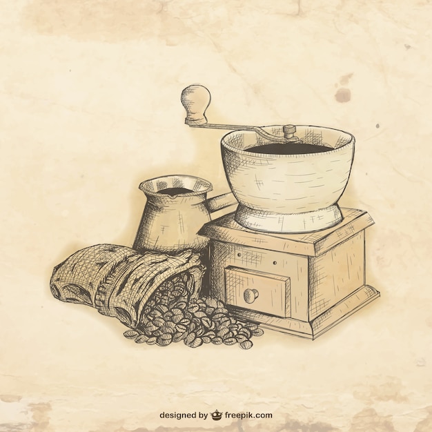 Hand drawn coffee grinder