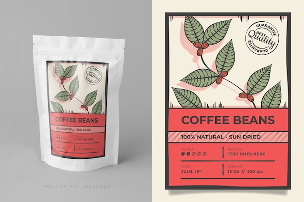 Vector hand drawn coffee label packaging