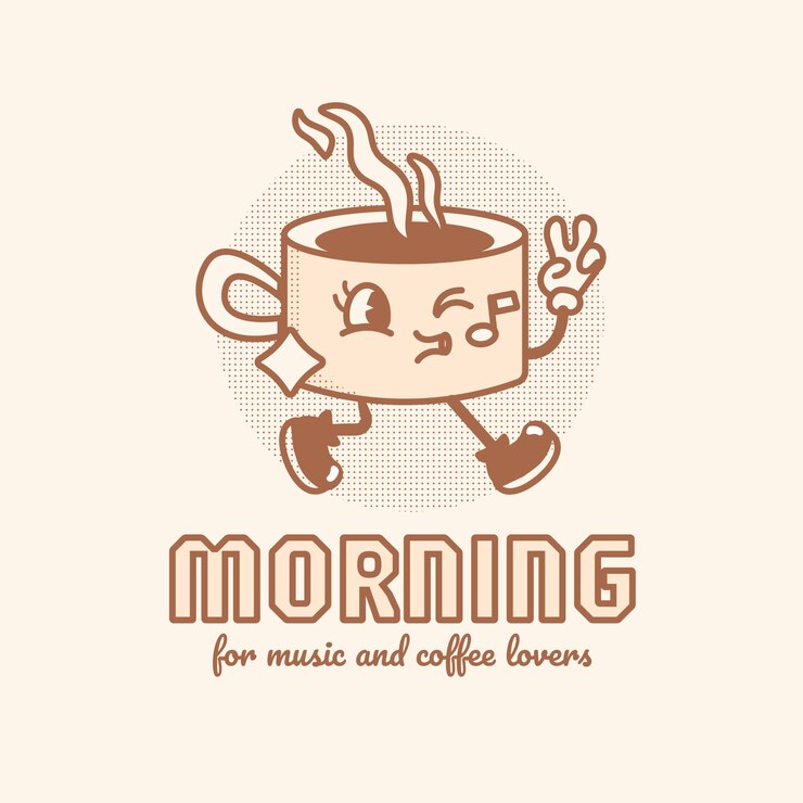 Vector 手描きのコーヒーロゴデザイン