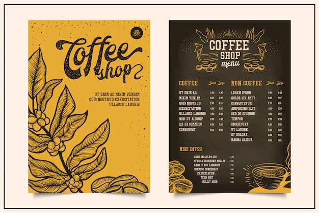 Vector hand drawn coffee menu