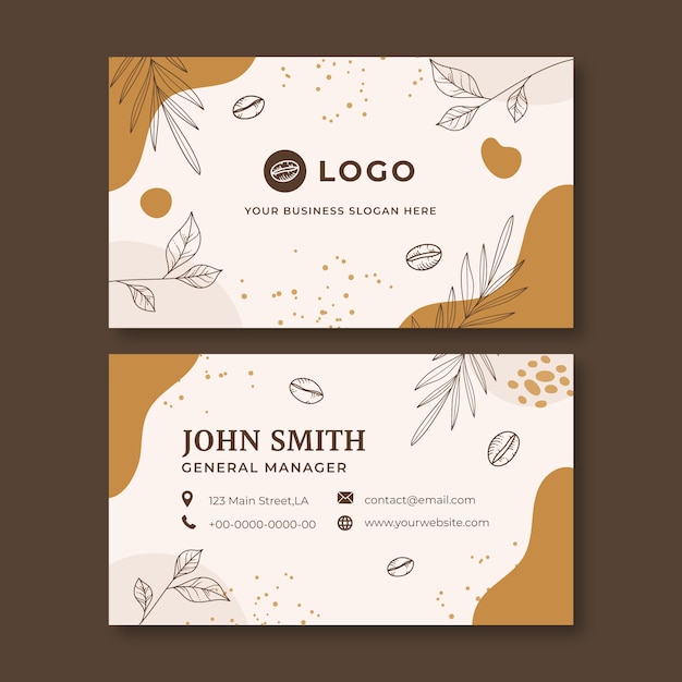 Vector hand drawn coffee plantation horizontal business card