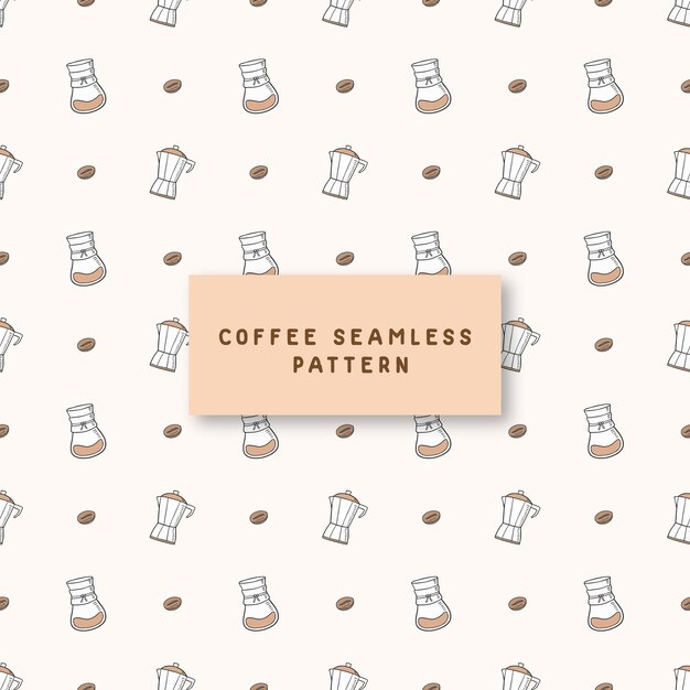 Hand drawn coffee seamless pattern backgroun