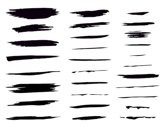 Hand drawn collection of abstract ink lines and brush strokes