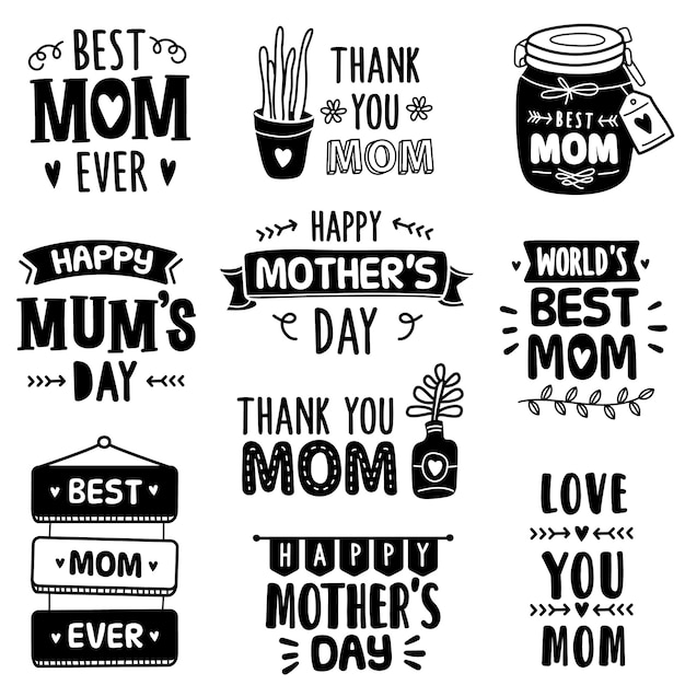 Vector hand-drawn collection: celebrating mother's day