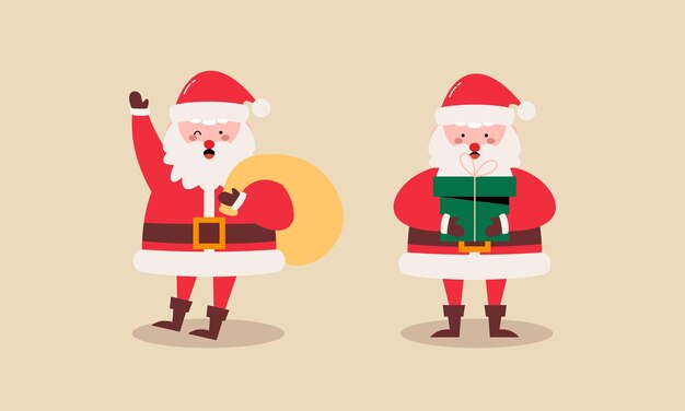 Hand Drawn Collection of Santa Claus for Christmas Holiday Character Illustration