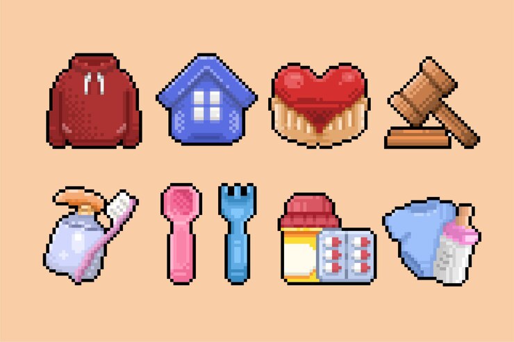 premium-vector-hand-drawn-collection-set-in-pixel-art-style