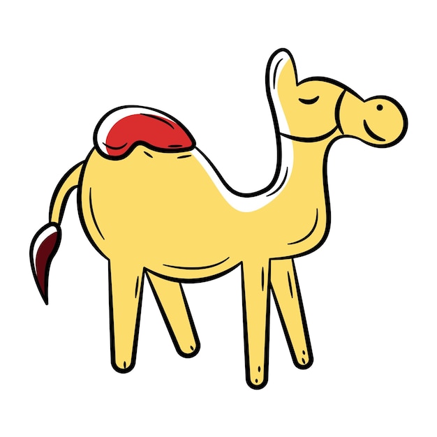 Vector hand drawn color camel icon