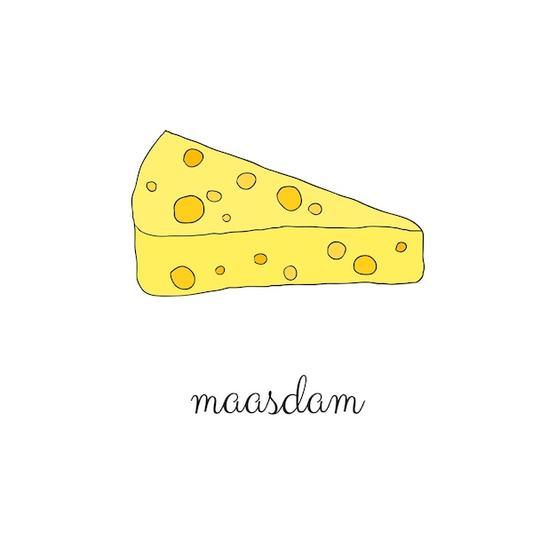 Hand drawn colored maasdam cheese