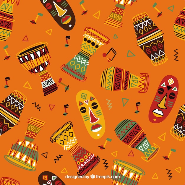 Hand drawn colorful african pattern