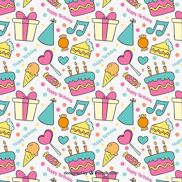 Hand drawn colorful birthday pattern