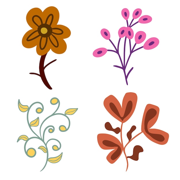 Hand drawn colorful floral aesthetic