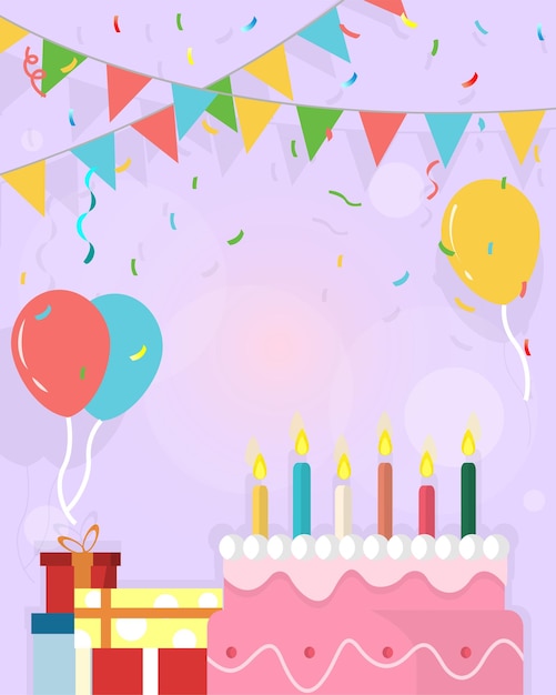 Hand Drawn Colorful Happy Birthday Card Template