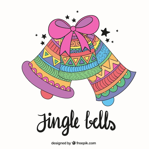 Hand drawn colorful jingle bells