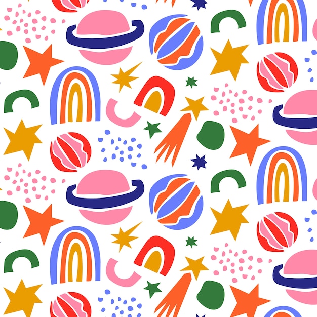 Hand drawn colorful matisse pattern design