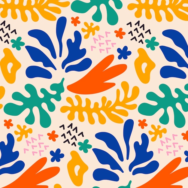 Vector hand drawn colorful matisse pattern