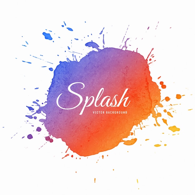 Vector hand drawn colorful soft watercolor splash