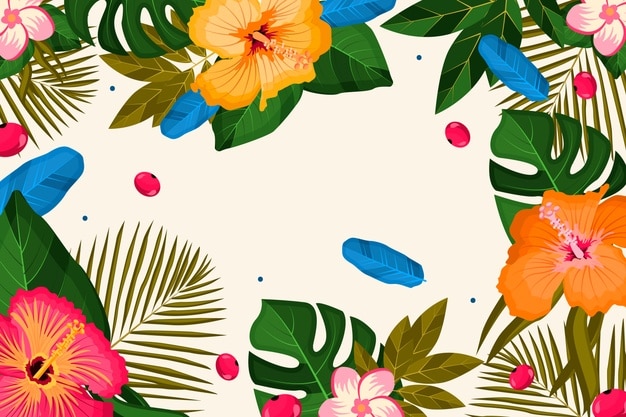 Vector hand drawn colorful tropical background