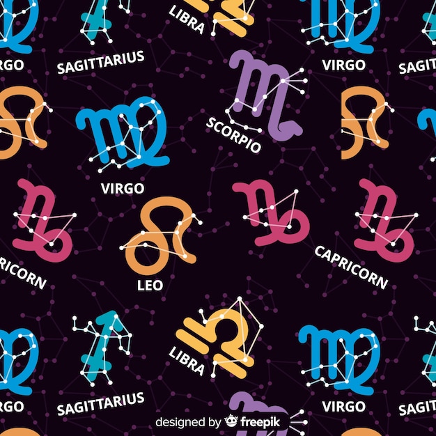 Hand drawn colorful zodiac pattern