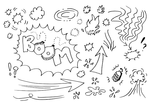 Vector hand drawn comic doodles on white background