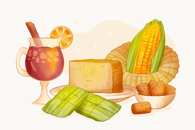 Vector hand drawn comida junina illustration