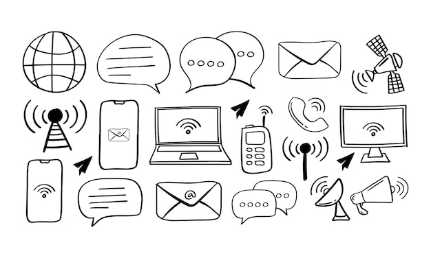 Vector hand drawn communication icon in doodle style