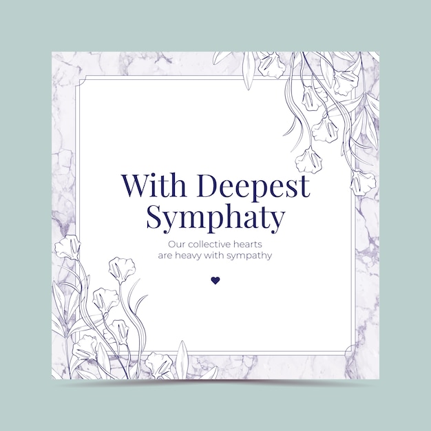 Vector hand drawn condolence card template