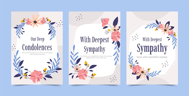 Vector hand drawn condolence cards bundle