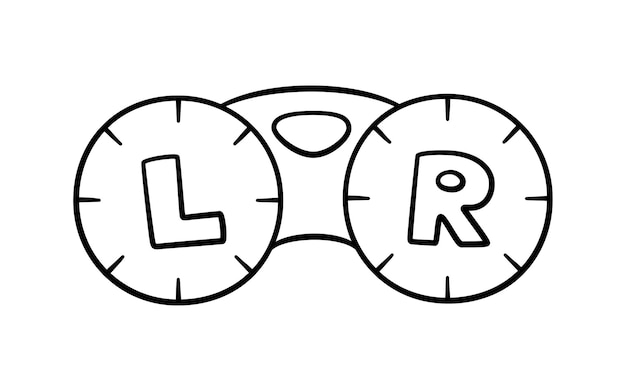 손으로 그린 콘택트 렌즈 컨테이너 아이콘 낙서 콘택트 렌즈 상자 Optometry 낙서 개체 벡터 일러스트 레이 션 흰색 배경에 고립