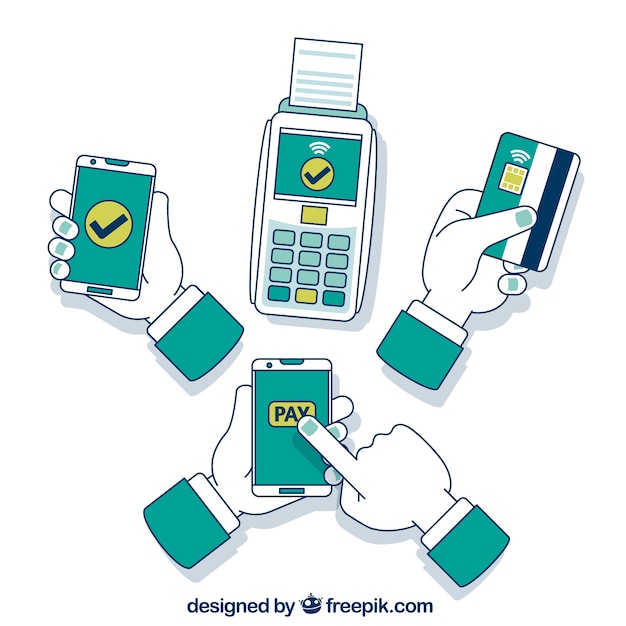 Vector hand drawn contactless payment concept