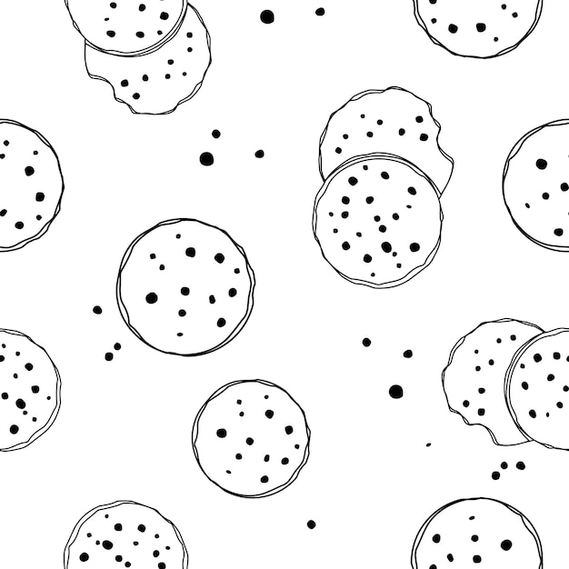 Hand drawn cookie pattern Simple cute cookie flat seamless pattern Background for gift wrapping paper fabric clothes textile surface textures scrapbook