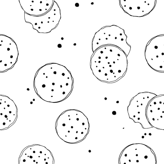 Hand drawn cookie pattern simple cute cookie flat seamless pattern background for gift wrapping paper fabric clothes textile surface textures scrapbook