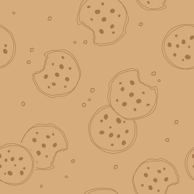 Hand drawn cookie pattern Simple cute cookie flat seamless pattern