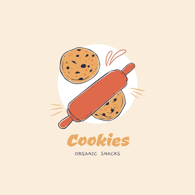 Vector hand drawn cookies logo design