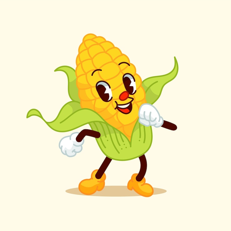Vector hand drawn corn cartoon illustration