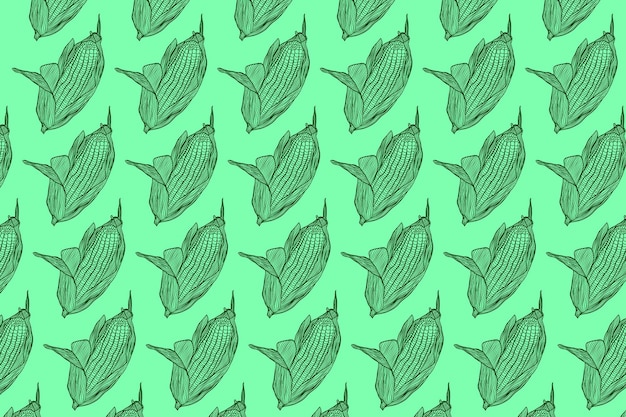 Vector hand drawn corn seamless pattern background