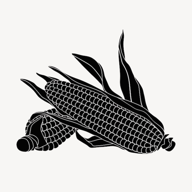 Vector hand drawn corncob silhouette