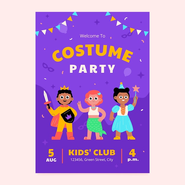 Vector hand drawn costume party   poster template