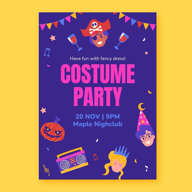 Hand drawn costume party poster