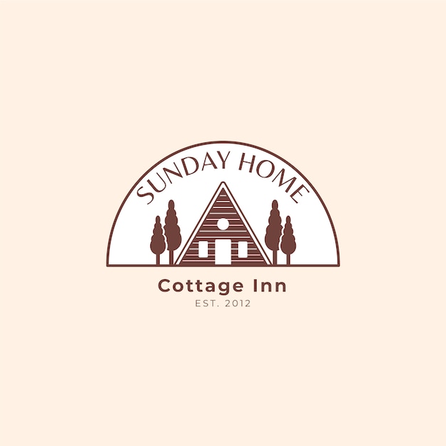 Hand drawn cottage building logo