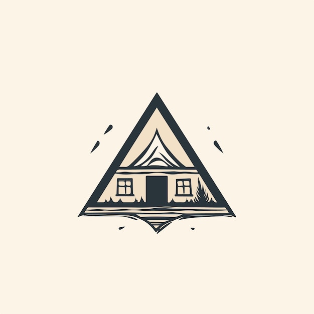 Hand drawn cottage logo design cottage minimalistic look like tent