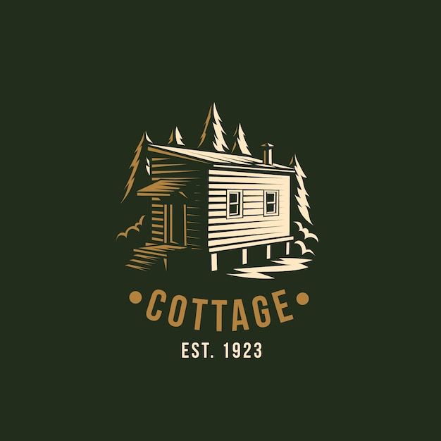 Design del logo del cottage disegnato a mano