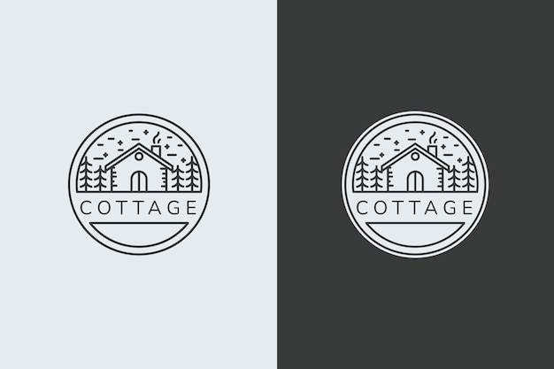 Hand drawn cottage logo template