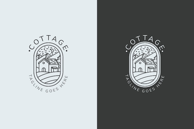 Vector hand drawn cottage logo template